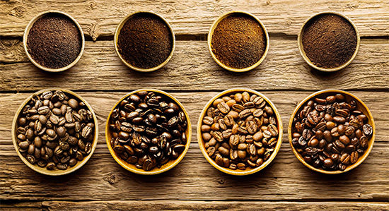 différents grains de café